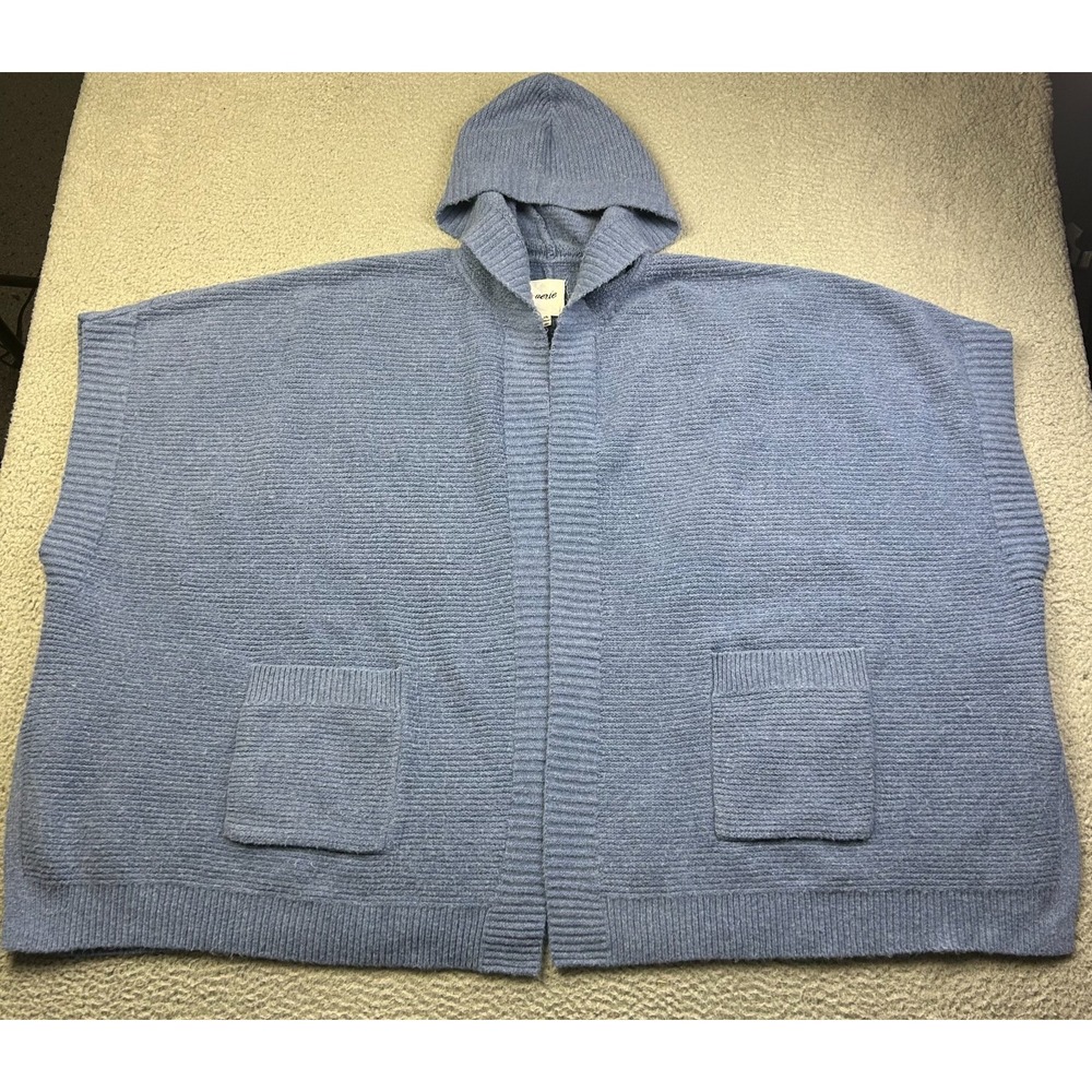 Aerie Hooded Sweater Poncho Womens Blue Oversized Knit Cardigan Open Front L/XL